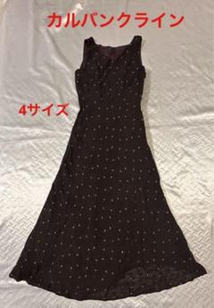 138 cK カルバンクライン　シースルー ロングドレス　小豆色　4 葉柄