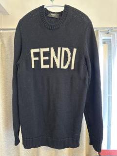 フェンディ　FENDI Vネックセーター 52サイズ ブラック　ストライプ フェンディ FENDI Vネックセーター 52サイズ ブラック