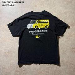 GRATEFUL APPAREL プリント半袖T車スマイル花ブラックunisex