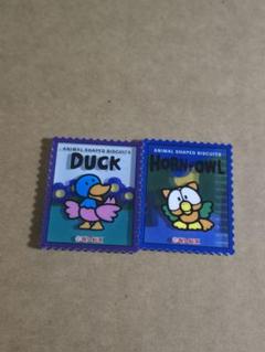 たべっ子どうぶつ　切手風アクリルステッカー第3段　DUCKとHORN-OWL