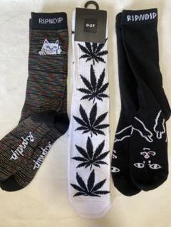 人気リップンディップとハプRIPNDIP&HUFのハイソックス25〜28cm3足のサムネイル
