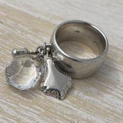 【希少】バカラ　リング　クリスタル　シルバー