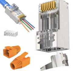 貫通式RJ45コネクタ+保護カバー+金属シールド干渉防止 マ0630A