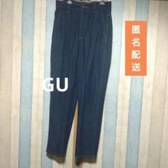 ☆特別SALE☆621レディース服 GUデニムパンツ タック付き 濃紺?Мサイズ