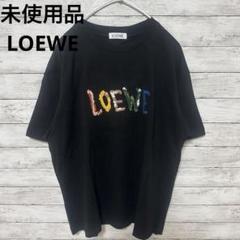 未使用品！ ロエベ Tシャツ 花柄 ロゴ入り 黒