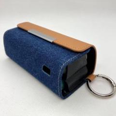 f9 iqos イルマ アイコス 専用 ケース カバー デニム レザー 青×茶