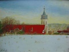 大津 英敏 【函館 雪の日】 希少画集画、状態良好、新品高級額装付