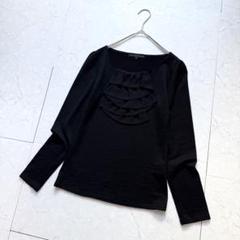 ANAYI アナイ シフォン フリル ニット セーター 38 ブラック 薄手