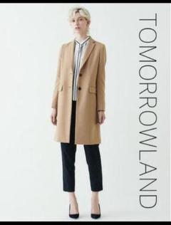 【美品】 TOMORROWLAND カシミヤ混 チェスターコート 青 サイズ36 TOMORROWLAND｜ウールカシミヤリバー チェスターコート