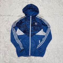 adidasアディダス オリジナルスナイロン系ジャージフード付パーカーM青ブルー
