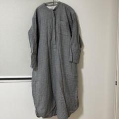 無印良品　グレー ドット柄 シャツワンピース 長袖