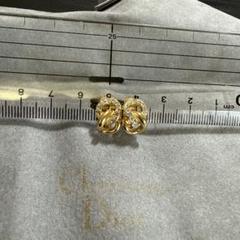 Christian Dior ラインストーン付きリボンモチーフイヤリング　美品