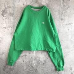 A4914古着　トレーナー　スウェット　ワンポイント　緑　90s Y2K