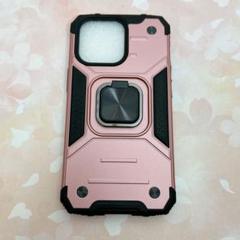 iPhone13Pro ケース ピンク 360度回転 スマホリング付