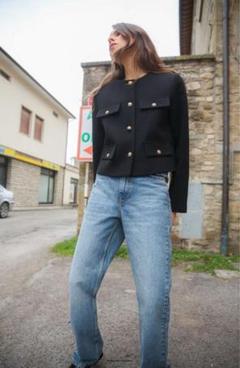 ZARA ザラ フラップクロップドジャケット 黒 - メルカリ