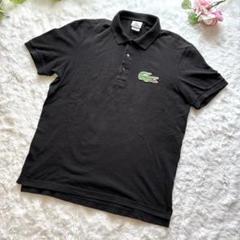 タグつき新品　ラコステ　３連ワニ立体プリント＆刺繍ワッペン　長袖カットソー　Ｍ ラコステ Tシャツ ブラック M デカワニロゴプリント ワニロゴ