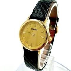 【新品電池】TISSOT ラウンド ゴールド文字盤 レザー クォーツ