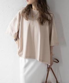 BONJOUR SAGAN ビッグシルエット前後差Tシャツ　ライトベージュ