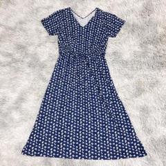UNIQLO ロングワンピース M 花柄 ネイビーブルー フレア UT 夏服