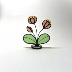 ♢ステンドグラス♢ レトロなお花　サンキャッチャー　オブジェ　置物　インテリア