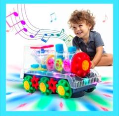 知育玩具⭐️ 透明ギア おもちゃ 列車 ライトアップ 音楽 電動おもちゃ
