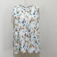 【グローバルワーク】花柄ノースリーブブラウス チュニック丈　 Lサイズ