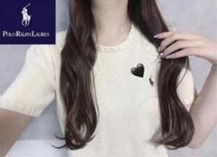 人気♡ラルフローレン ニット半袖セーター　ブルーホース刺繍　オートミールカラー 人気♡ラルフローレン ニット半袖セーター ブルーホース刺繍