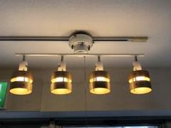 ウッドリング4灯シーリングライト角度調節可能 広配光タイプ LED電球4個付き
