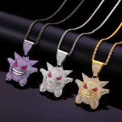 【入手困難】ポケモン ミュウツー ペンダント ネックレス ジルコニア ポケモン ゲンガー ネックレス メンズ 人気 ジルコニア 紫