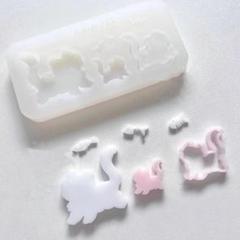 #0212シリコンモールド　ネコちゃん　ネコ　シェイカー キーホルダー　レジン
