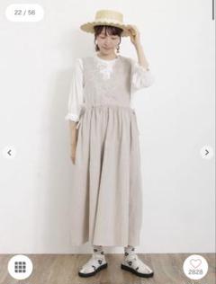 SM2 スカラップレース　チュニック　ワンピース　綿麻　リネン　モカ茶　新品 Samansa Mos2（サマンサ モスモス）の「スカラップレース前後
