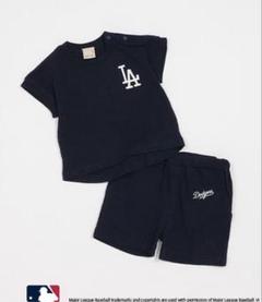 【新品未使用】プティマイン　MLBドジャース　セットアップ70 MLB】カットソーセットアップ(70cm 紺): ベビー - ナルミヤ