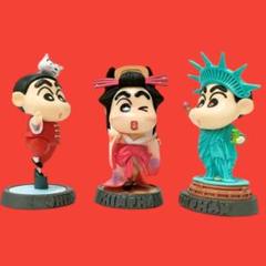 【クレヨンしんちゃん】自由の女神　カンフー　芸者　フィギュア　３体セット