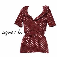 新品 To★b.by agnes b. ドット柄セットアップ agnes b.【美品】ドット柄 巻き フリル襟 半袖 ブラウス - メルカリ