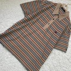 BURBERRY BLACK LABEL ボーダー柄ポロシャツ ブラウン 上品