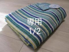 タオルケット 綿100% ストライプGN140X190CM シングル