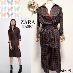 ZARA BASIC ジオメトリック柄コントラストワンピース - メルカリ
