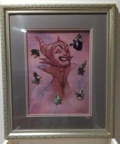 よ*ン様 ２５年～３０年前 ディズニー ヴィランズの絵画(額縁つき) 25年～30年前 ディズニー ヴィランズの絵画(額縁つき
