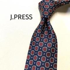Jプレス J.PRESS ネクタイ　ネイビー　花柄　刺繍　ドット　レッドのサムネイル