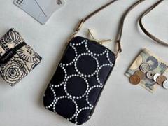 スマホショルダー】ミナペルホネン タンバリン navy×light blue