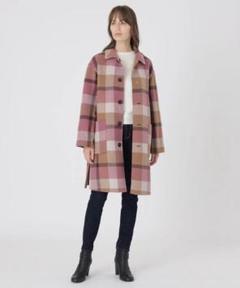 美品✨ クレストブリッジチェックダブルフェイスロングコート　36 リバーシブル クレストブリッジチェックトーナルリバーフェイスロングコート