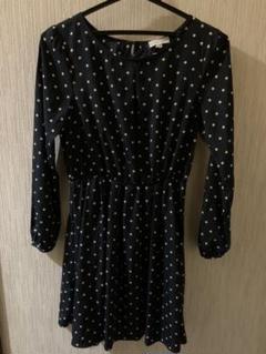 【新品】ドット 長袖 ミニワンピース
