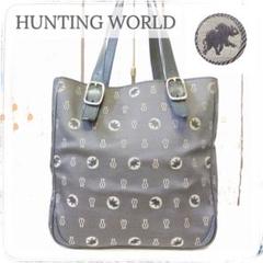 HUNTING WORLD バケツ型 トートバッグ レザー キャンバス 肩掛け