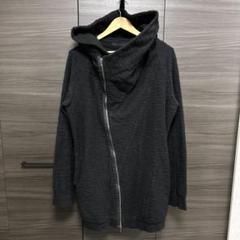 ユリウス ジオメトリックパーカー 大きめ ジップアップ ブラック サイズ2