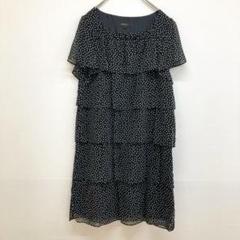 リフレクト シフォン ワンピース ドット 【M】 黒 日本製 半袖 ワールド