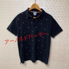 ❇️アーノルドパーマータイムレス❇️半袖ポロシャツ❇️黒/アンブレラ柄❇️鹿の子素材