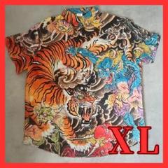猛虎 赤鬼 青鬼 地獄絵図 餓鬼 妖怪絵巻 浮世絵 和柄アロハシャツ 派手