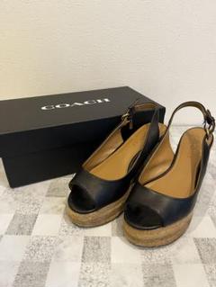COACH ブラックレザー ウェッジサンダル