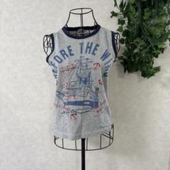 ノースリーブTシャツ 船とアンカー柄 グレー　グランジ　y2k 古着