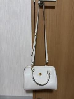 ホワイト 合成皮革 2way バッグ
